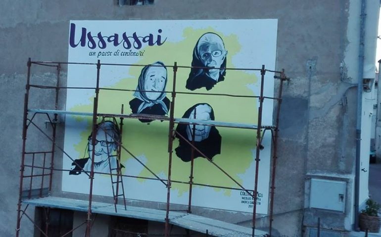 Ussassai, arte e tradizione, un murale omaggia i centenari del paese