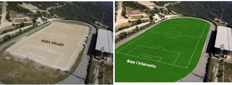 Baunei, il campo comunale “Planedda” si rifà il look con la posa del manto in erba sintetica