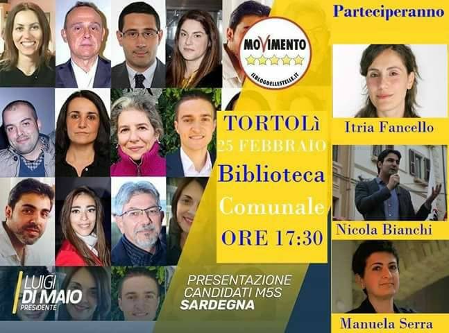 Tortolì, incontro con i candidati del Movimento 5 stelle