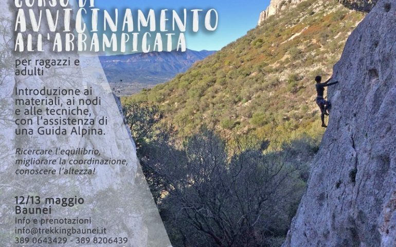 Baunei, corso di avvicinamento all’arrampicata, il 12 e 13 maggio