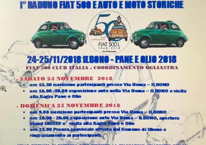 Ilbono, primo raduno Fiat 500 e auto e moto storiche