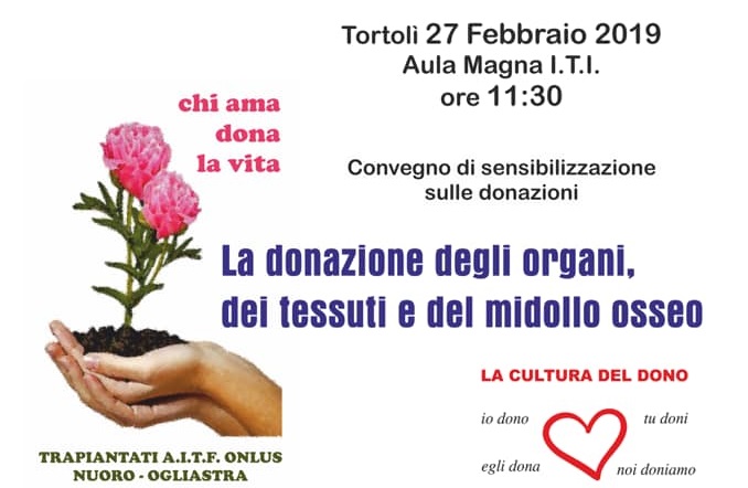 Donazione degli organi, dei tessuti e del midollo osseo. Domani importante convegno a Tortolì