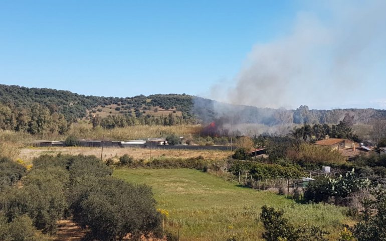 Incendio domato a Bari Sardo. Fiamme in un canneto e in alcuni giardini