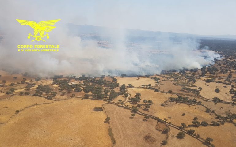 Fiamme a Dualchi: bruciate le campagne in località Su Pardu