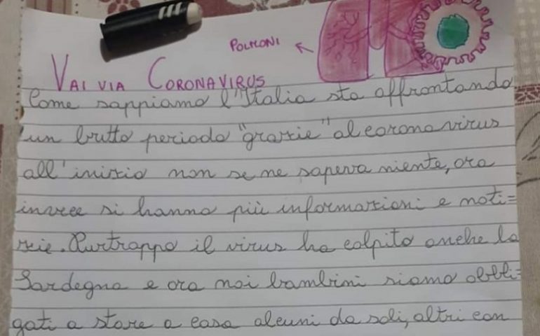 “Vai via, Coronavirus”: il tema di una bambina di quinta elementare