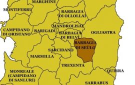 Immagine della regione della Barbagia di Seulo sulla cartina della Sardegna.