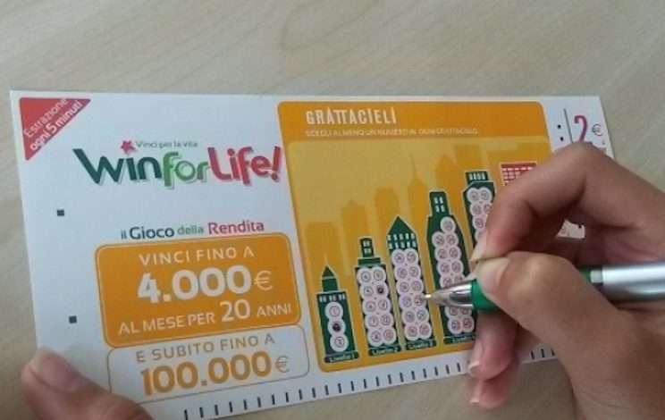 Sardegna: compra un “Win for Life” da 2 euro e ne vince 3mila al mese per 20 anni