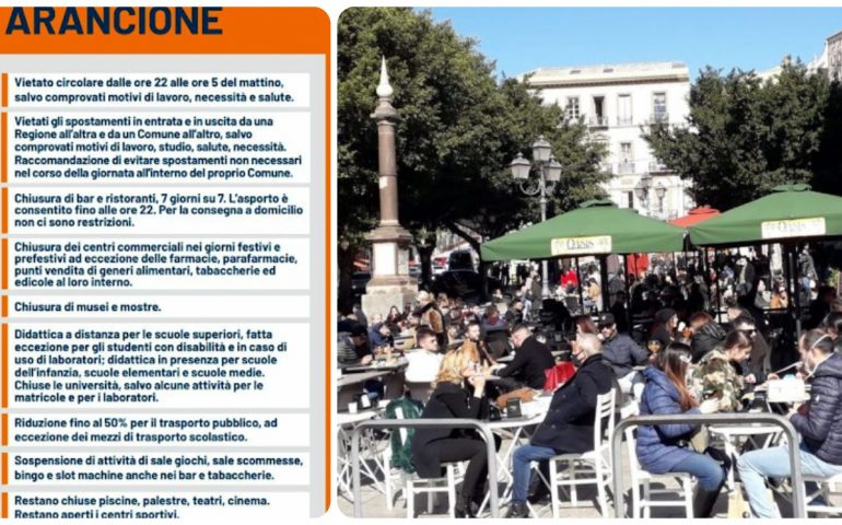Sardegna da oggi in zona arancione: coprifuoco alle 22, ristoranti chiusi e divieto di uscire dal comune