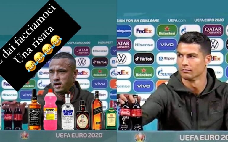 Cristiano Ronaldo sposta la Coca Cola? Nainggolan ci scherza su e posta un meme su sé stesso
