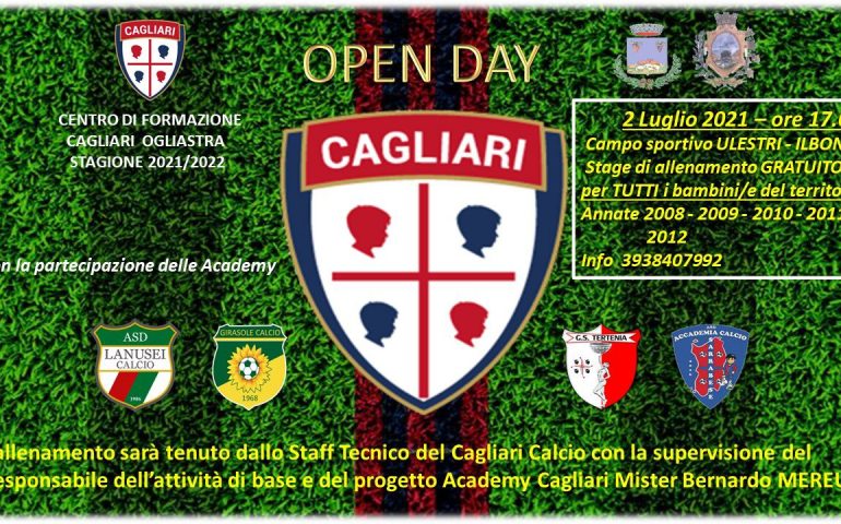 Ilbono, 2 luglio Open Day Cagliari Calcio: stage di allenamento gratuito per i bambini/e dal ’08 al ’12