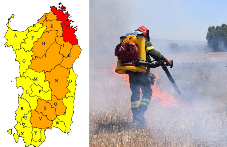 Giornata da bollino arancione e rosso sul fronte incendi domani in Sardegna