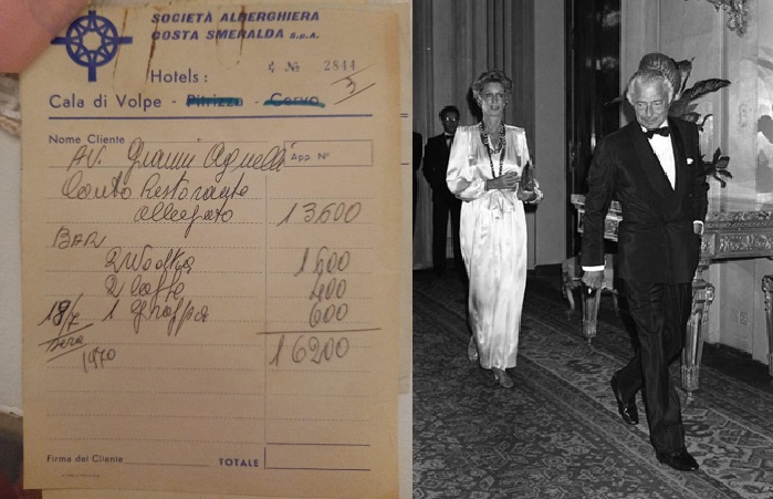 “2 vodka, 2 caffè e 1 grappa”: la cena e i digestivi ordinati da Agnelli e consorte in Sardegna nel 1970