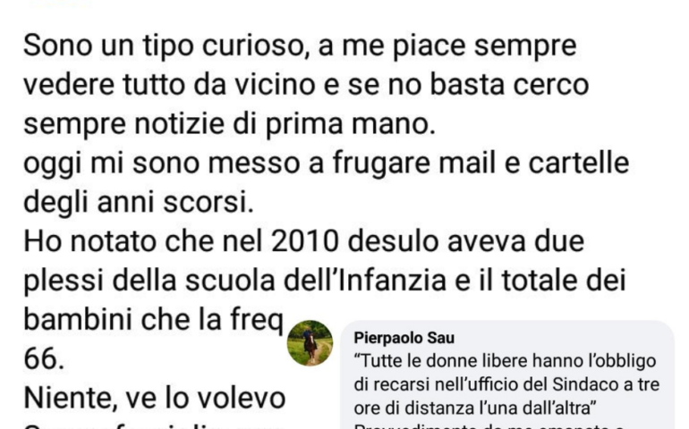 «Tutte le donne libere nell’ufficio del sindaco»: bufera social sul sindaco di Tonara