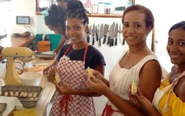Stephany, Esmeralda e Naurery del ristorante Octopus yes di Las Galeras (Repubblica Dominicana)