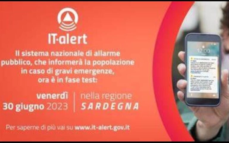 Il 30 giugno nuovo test in Sardegna di allarme pubblico IT-alert: ecco cosa succederà
