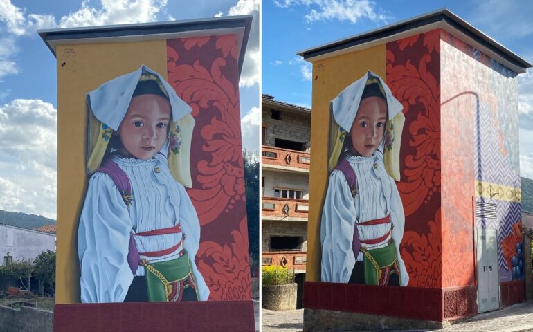 La cabina elettrica diventa arte ad Atzara: Mauro Patta realizza il suo murale “Gemma”