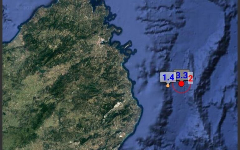 Registrati due piccoli terremoti sottomarini al largo della costa Nord Est della Sardegna