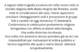 Festeggiamenti chiusi a Ozieri