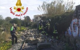 crollo muro tortolì PH Vigili del Fuoco