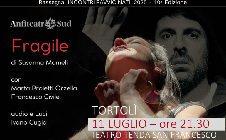 “Fragile”, lo spettacolo di Susanna Mameli in scena domani a Tortolì