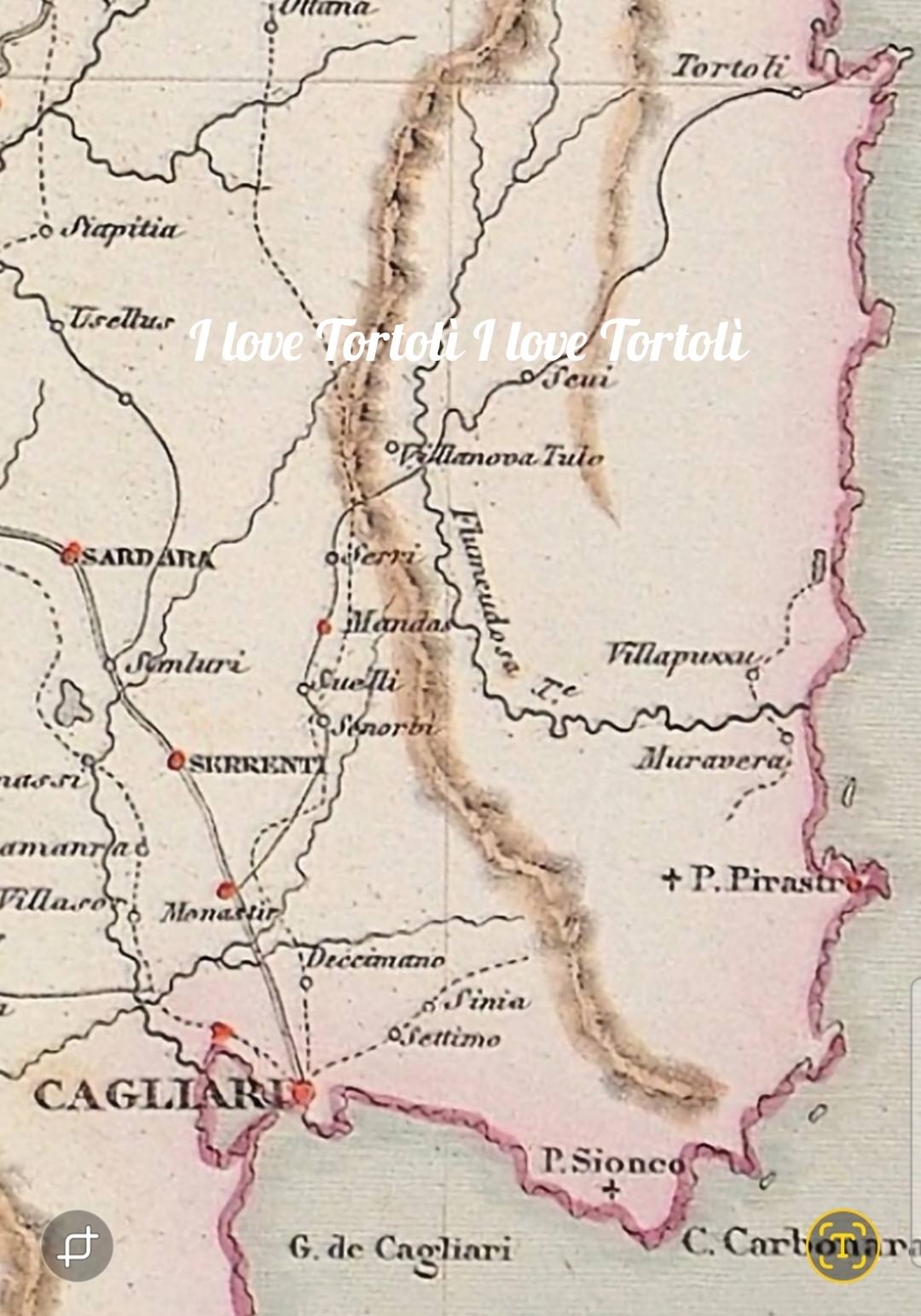 carta stradale antica sardegna