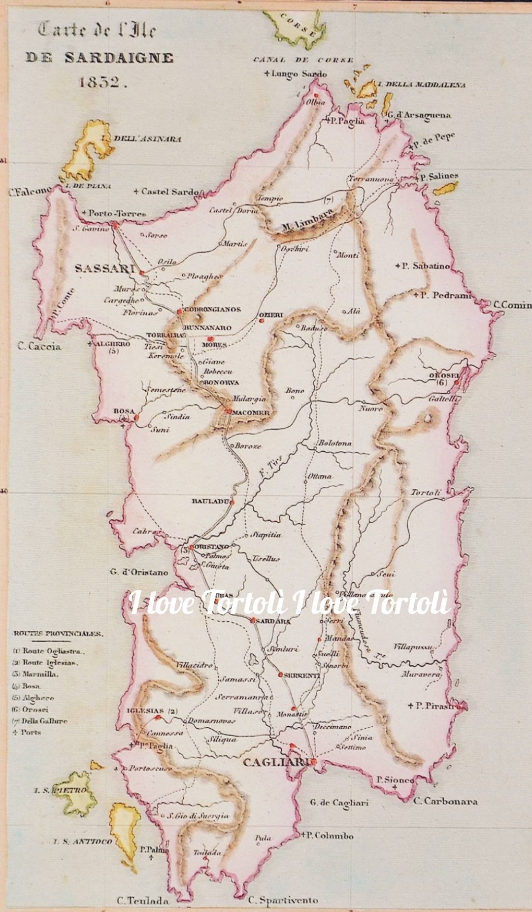 carta stradale antica sardegna