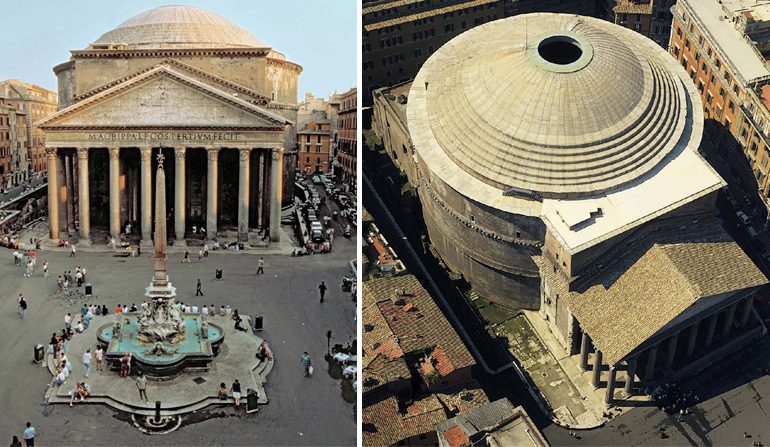 Monumenti romani: il Pantheon, uno degli edifici più belli e grandiosi della città