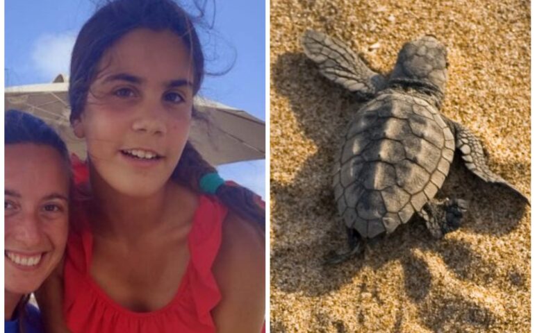 Foce Verde, bambina di 11 anni salva una tartaruga marina