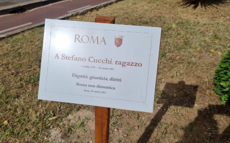 Una nuova targa e un nuovo albero per Stefano Cucchi, erano stati divelti in estate