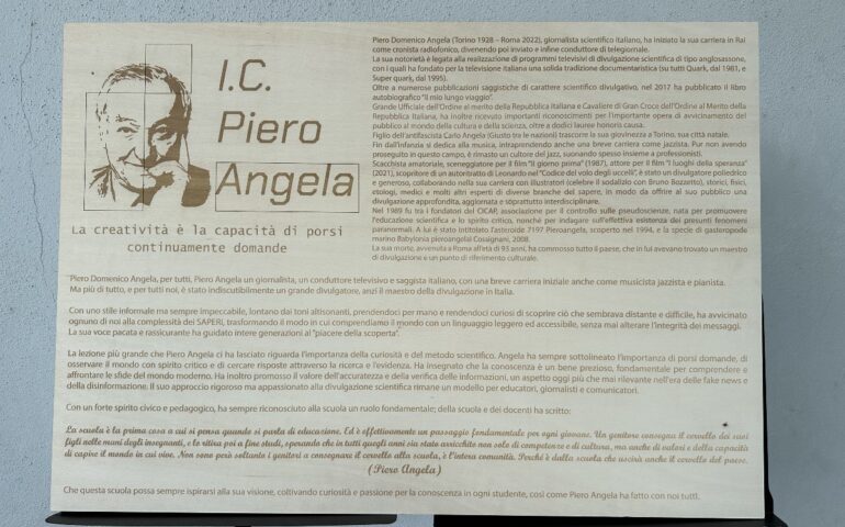 Casal Monastero, intitolata scuola a Piero Angela
