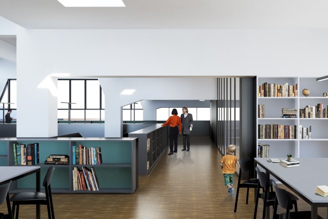 L'interno della biblioteca