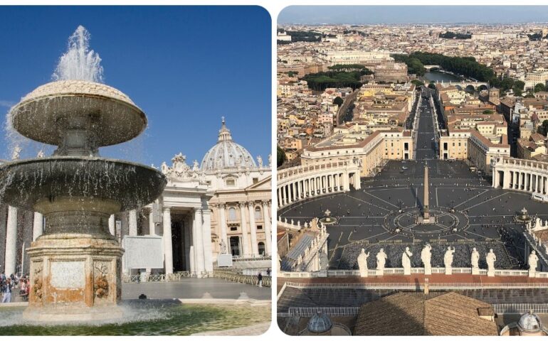 Le fontane quasi gemelle in Piazza San Pietro