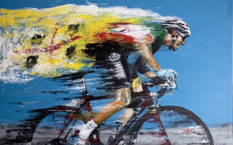 Dal cuore della Sardegna il grazie al campione Fabio Aru si trasforma in un capolavoro: il magnifico dipinto dell’artista Massimo Onnis