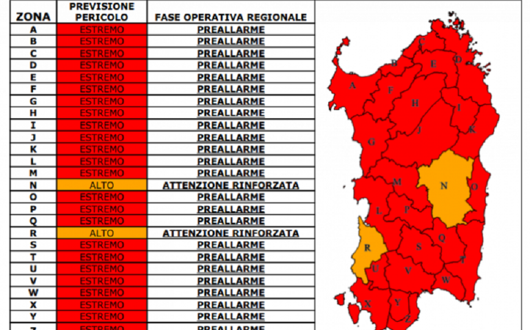 Allerta incendi: in Sardegna è ovunque codice rosso per il forte maestrale