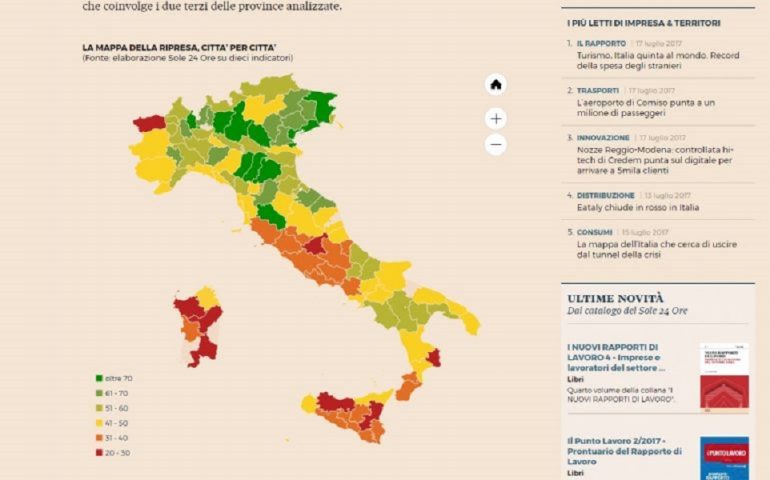 La mappa della ripresa città per città realizzata da Il Sole 24 ore