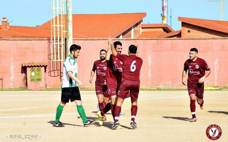 L'esultanza dei giocatori della Castor dopo un gol.