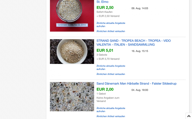 La sabbia rubata nelle spiagge sarde in vendita su E-bay: interrogazione dei Riformatori al Ministero