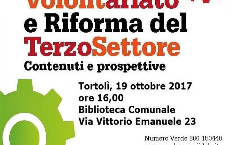 Tortolì, corso di formazione per i volontari sulla riforma del Terzo settore il 19 ottobre