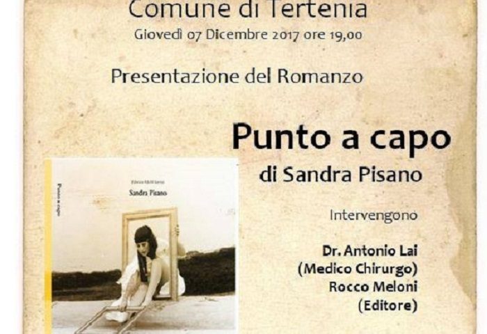 Tertenia, presentazione del libro “Punto a capo” di Sandra Pisano