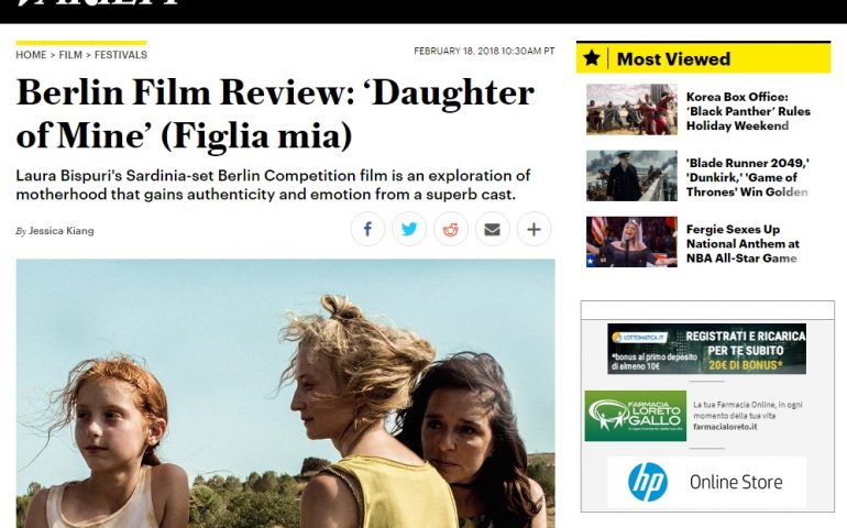 La rivista americana “Variety” celebra a Berlino il film girato in Sardegna “Figlia mia”