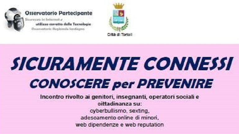 Tortolì, incontro di sensibilizzazione sui rischi del web: “Sicuramente connessi, conoscere per prevenire”