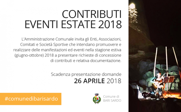 Bari Sardo, contributi per gli eventi estivi 2018, scadenza delle domande il 26 aprile
