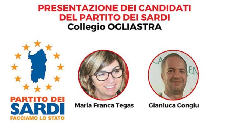 Domani a Tortolì la presentazione dei candidati del Partito dei Sardi, Collegio Ogliastra