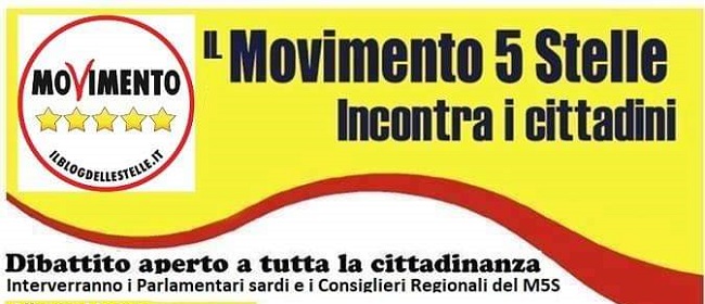 Il Movimento 5 Stelle incontra i cittadini: dibattito aperto domani pomeriggio a Tortolì