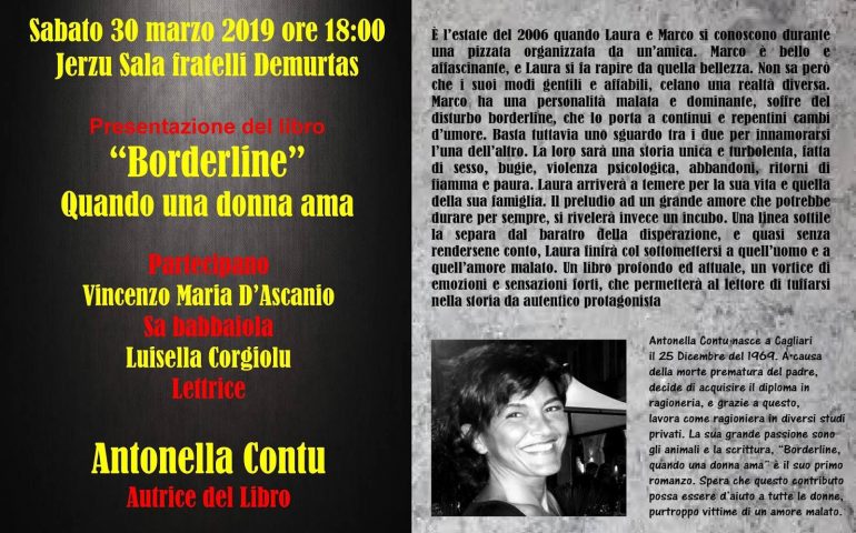 “Borderline. Quando una donna ama”. Presentazione a Jerzu del libro di Antonella Contu