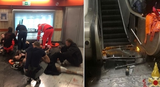 Cede la scala mobile della Metropolitana a Roma: decine di feriti, molti sono tifosi russi del Cska Mosca