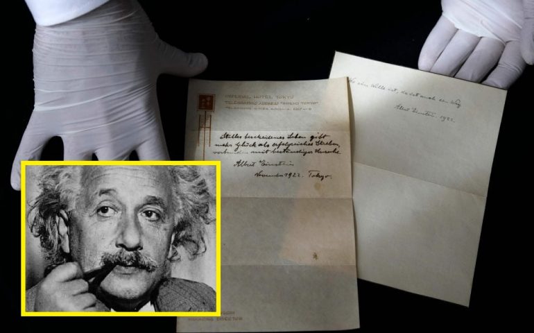 “Dove c’è volontà, c’è la strada”: venduto all’asta per oltre 1 milione di dollari l’appunto che Einstein diede come mancia