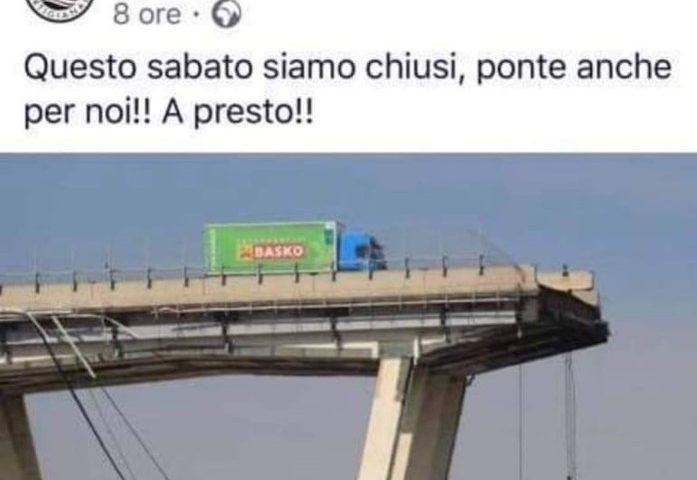 Ironia mal riuscita: post sui ponti festivi con il ponte di Genova scatena l’indignazione online