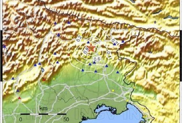Scossa di terremoto in Friuli: magnitudo 3.9 con epicentro in provincia di Udine