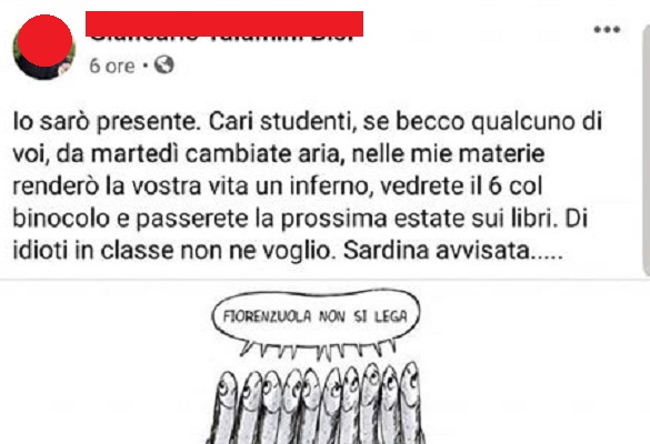 Prof leghista minaccia gli studenti: “Se vi becco alla manifestazione delle Sardine la vostra vita sarà un inferno”